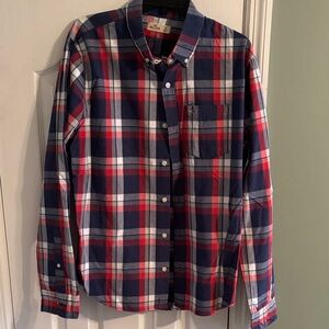 Hollister Men's Blue and Red Plaid Shirt